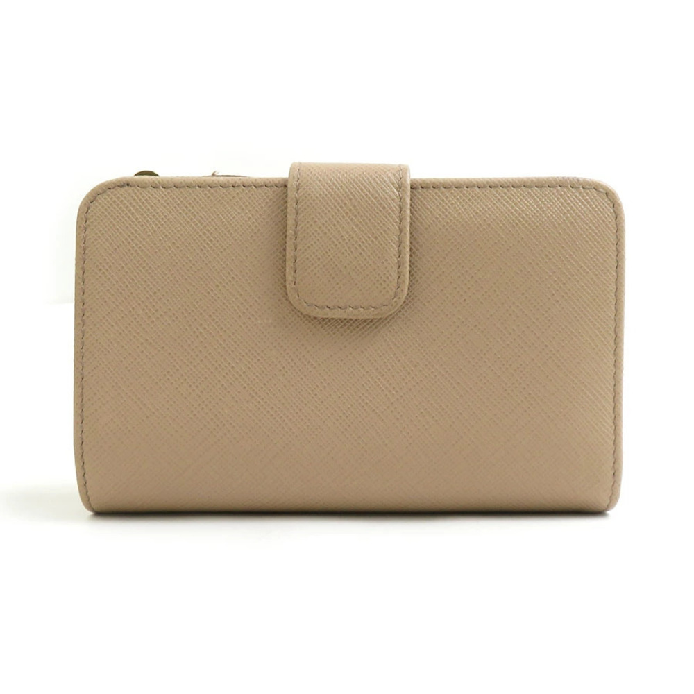 Prada Beige Wallet Bi fold Leather Tan